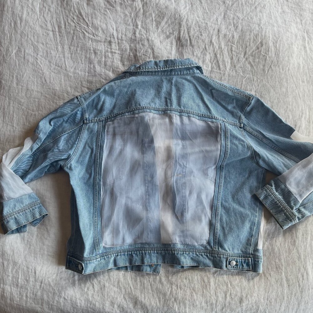 Au Jour Le Jour Sheer Panel Denim Jacket - Picture 7 of 7